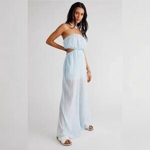 NEW Free People Cut Out For It Jumpsuit Light Blue, XS